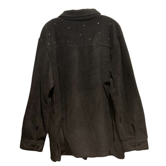 QUACKER FACTORY Size 2X Black Velvet Rhinestone Studded Jacket Full Zip Front - Picture 6 of 6